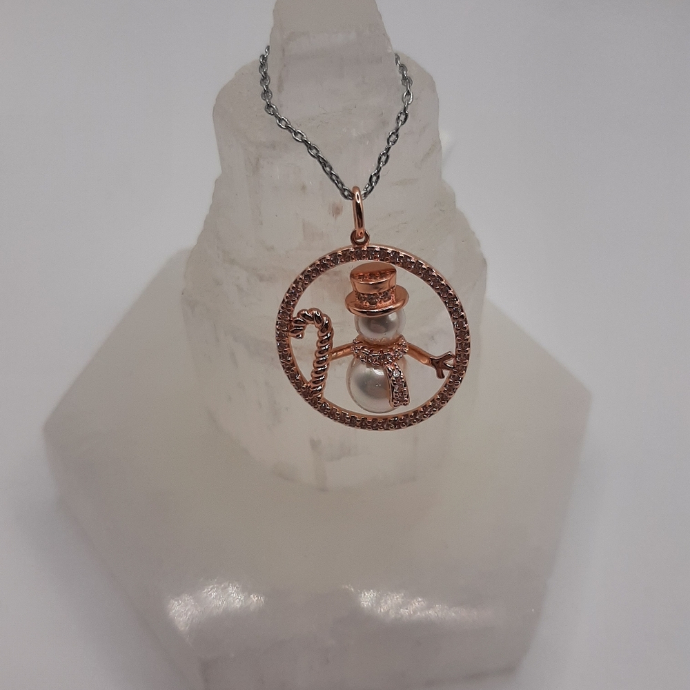N42 Plated Snowman Necklace- Charmed Aroma